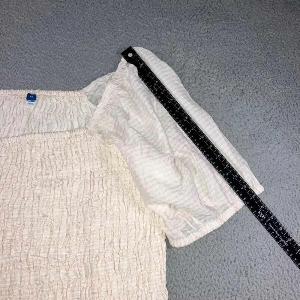 Smocked Top 4X Cream Puff Sleeve‎ Square Neck Lettuce Hem Fairy Coquette Boho